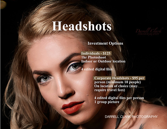 Headshot photo pricing