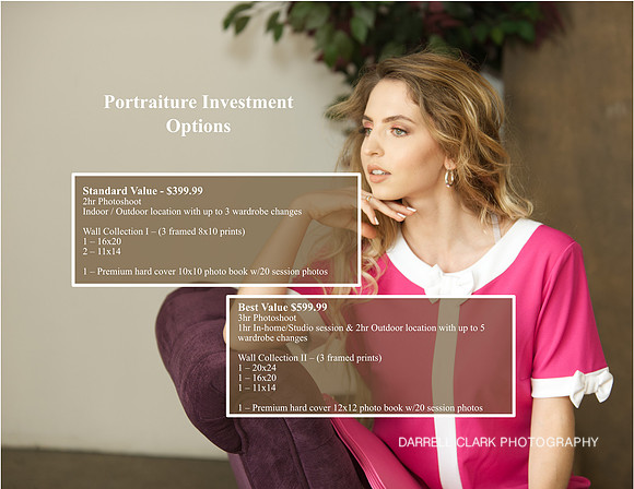 Portrait photo pricing